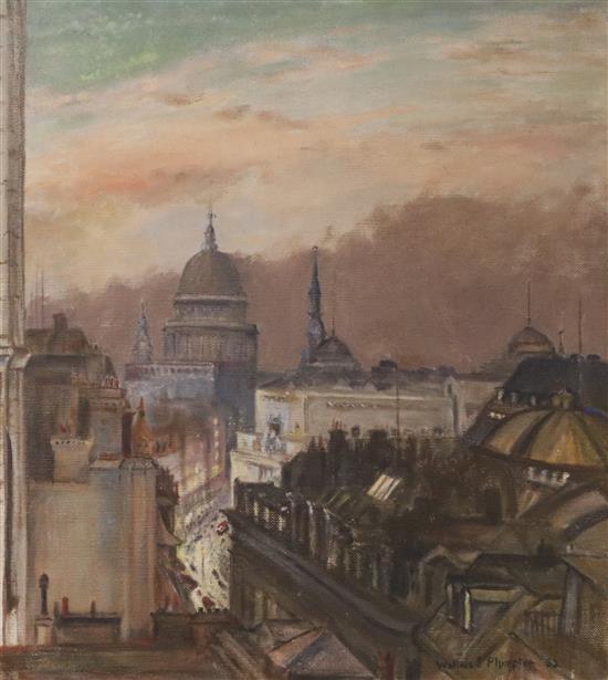 Wallace E Plumpton, oil on canvas, view to St. Pauls